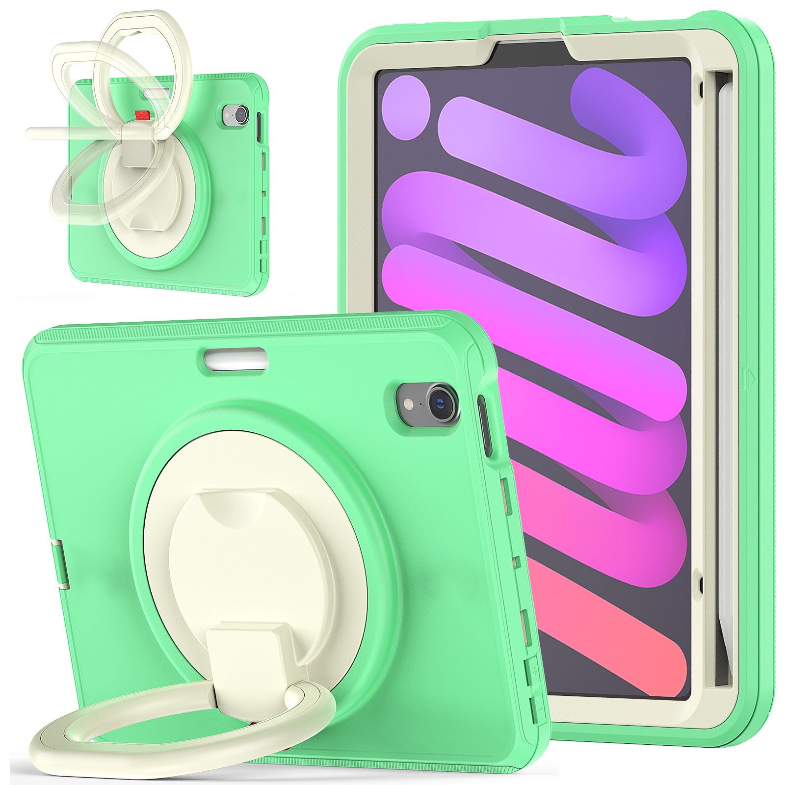 Tablet Case for iPad mini (2021) PC TPU Anti-Drop Protective Cover with Handle Grip Kickstand Tablet Case for iPad mini (2021) PC TPU Anti-Drop Protective Cover with Handle Grip Kickstand